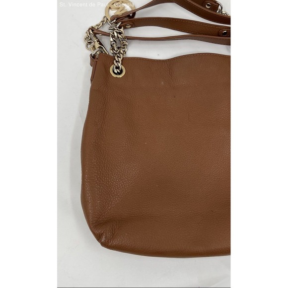 Vintage Michael Kors Brown Pebbled Leather‎ Hobo Shoulder Bag Purse Chain Handle - Picture 9 of 11